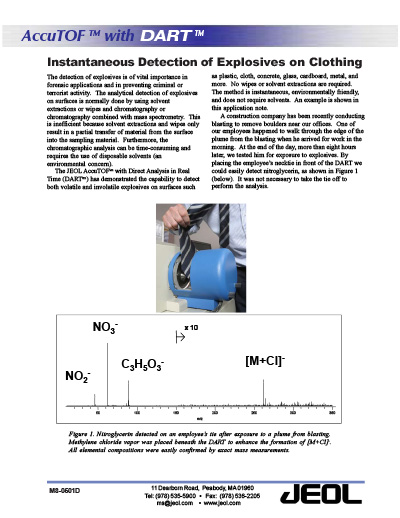 Instantaneous Detection of Explosives on Clothing